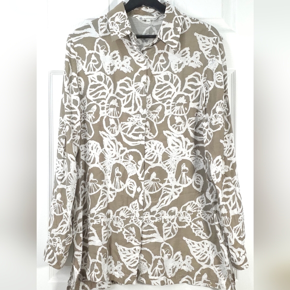 Tilley Deadstock Tunic Shirt Button Down Long Line Rayon Blend Size L VTG - Picture 2 of 9